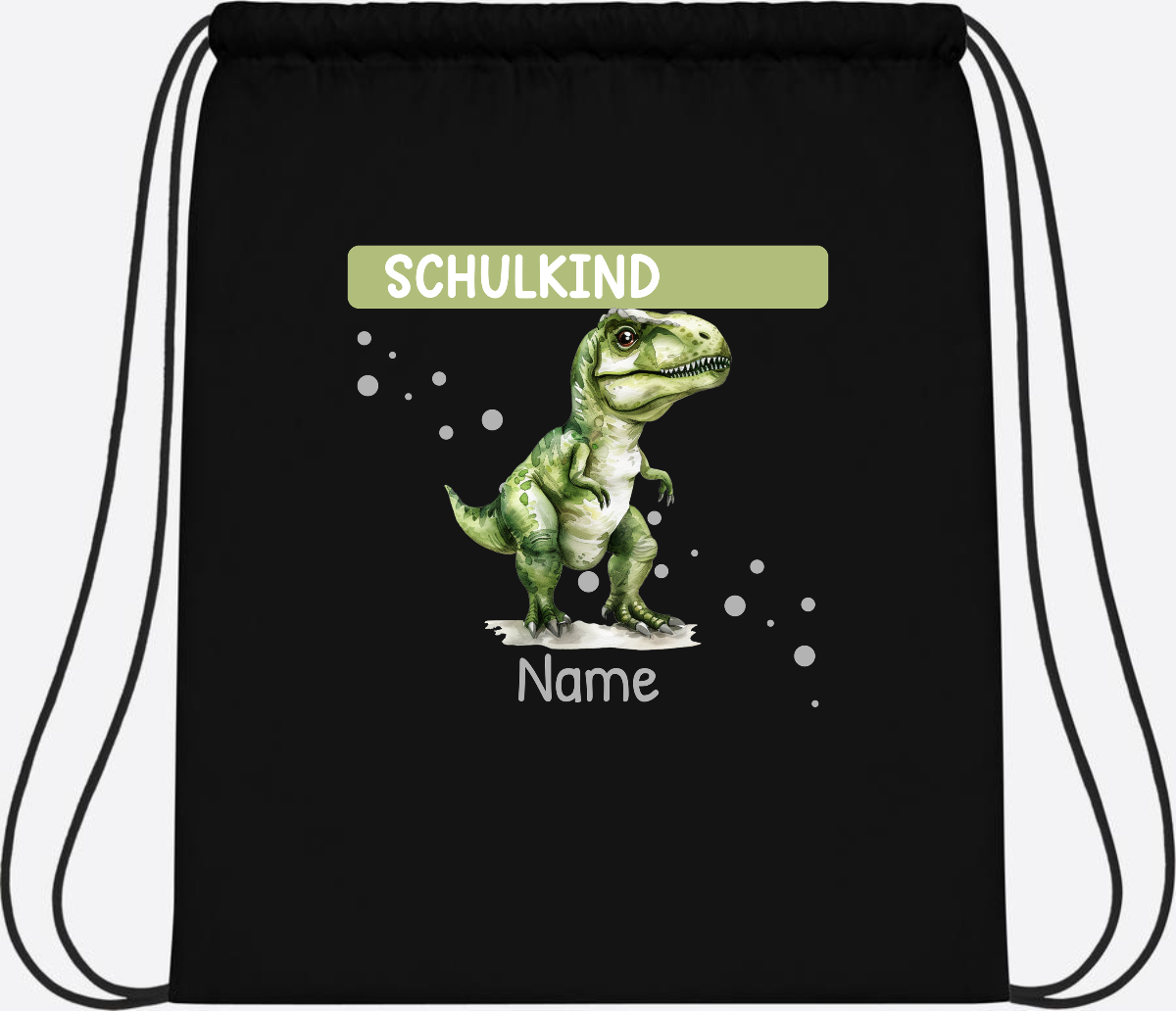 Turnbeutel zur Einschulung – Personalisiertes Geschenk mit Namen - Black/Black