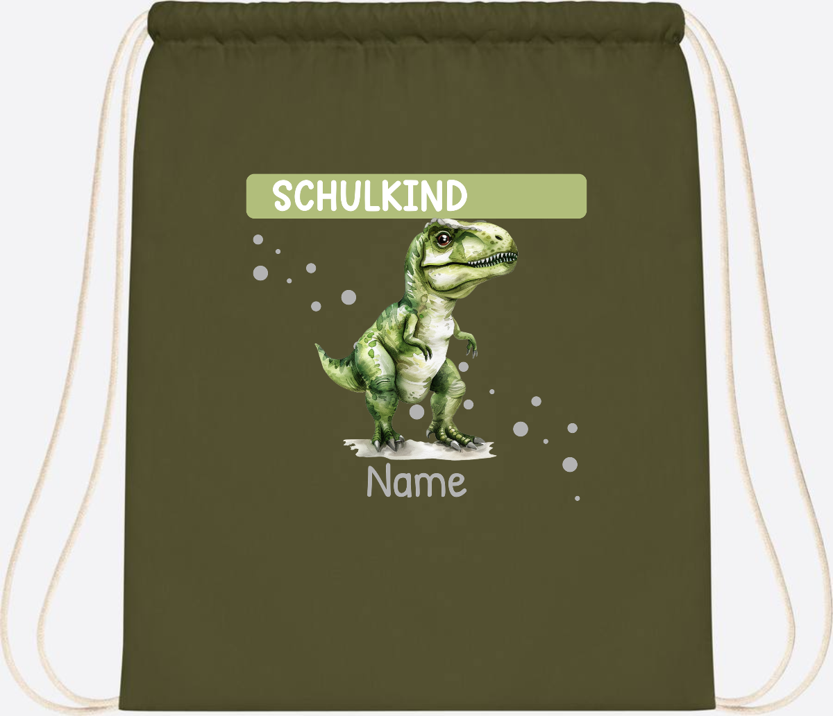 Turnbeutel zur Einschulung – Personalisiertes Geschenk mit Namen - Olive Green