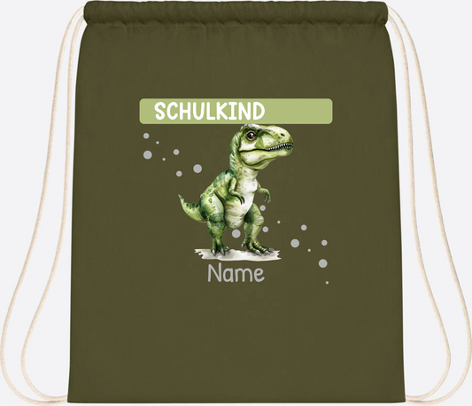 Turnbeutel zur Einschulung – Personalisiertes Geschenk mit Namen - Olive Green