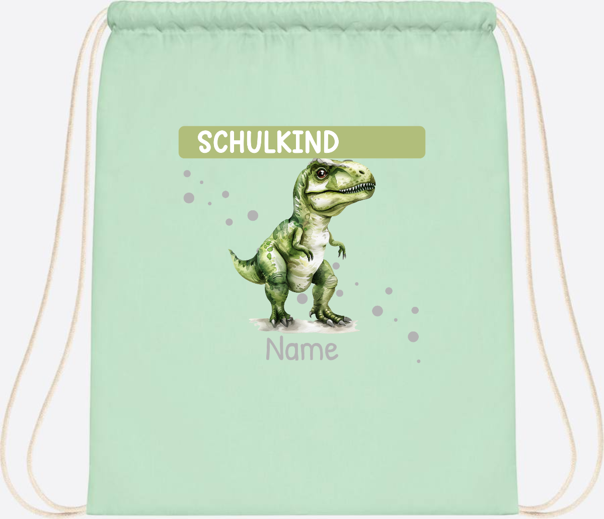 Turnbeutel zur Einschulung – Personalisiertes Geschenk mit Namen - Pastel Mint/White