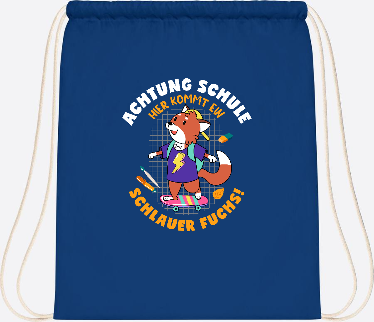 Turnbeutel zur Einschulung – Schlauer Fuchs mit Namen - Bright Royal