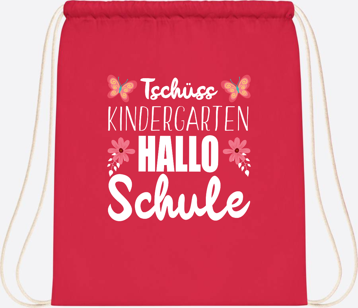 Turnbeutel zur Einschulung – Tschüss Kindergarten, Hallo Schule - Bright Red
