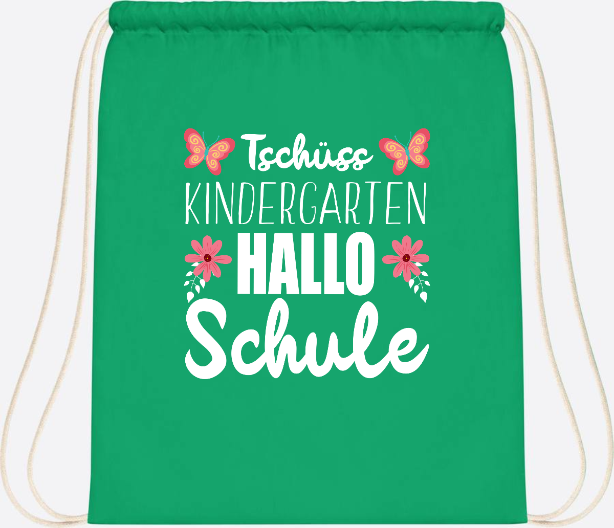 Turnbeutel zur Einschulung – Tschüss Kindergarten, Hallo Schule - Kelly Green