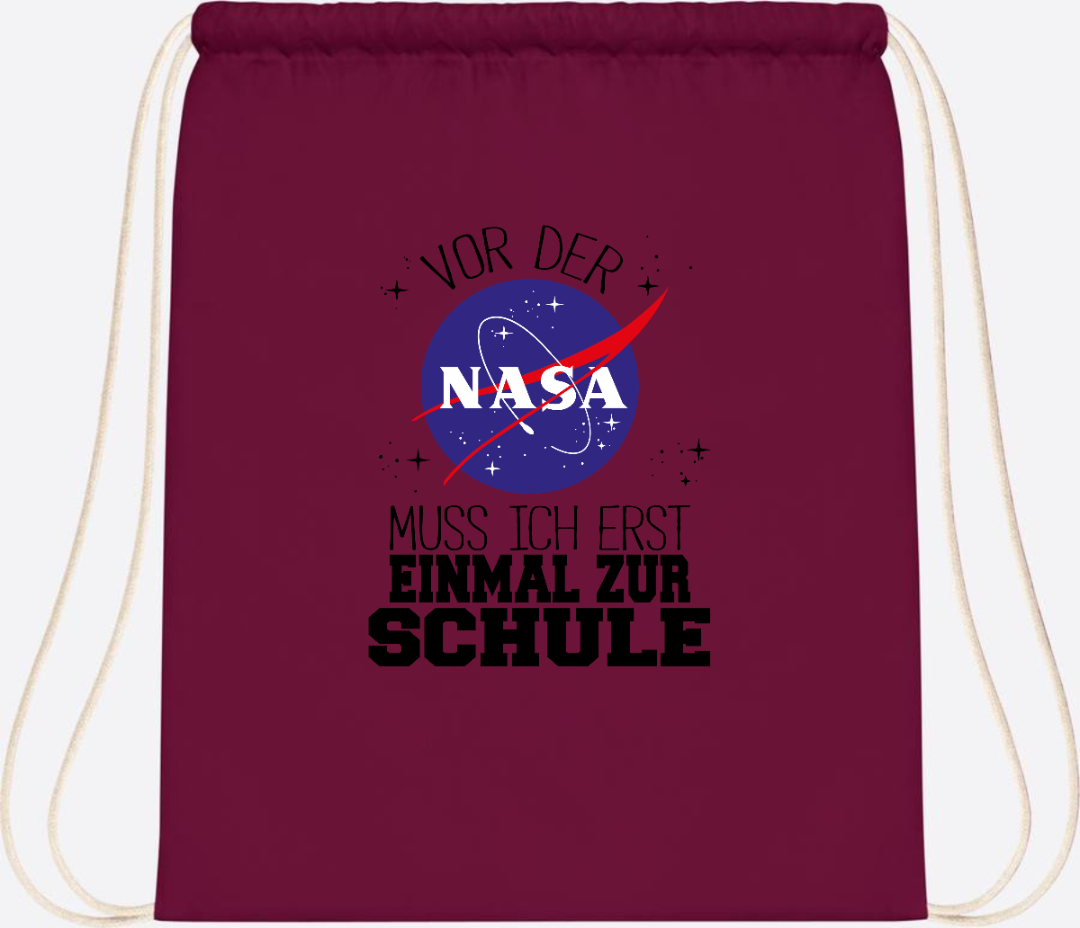 Turnbeutel zur Einschulung: Vor der NASA erst zur Schule - Burgundy