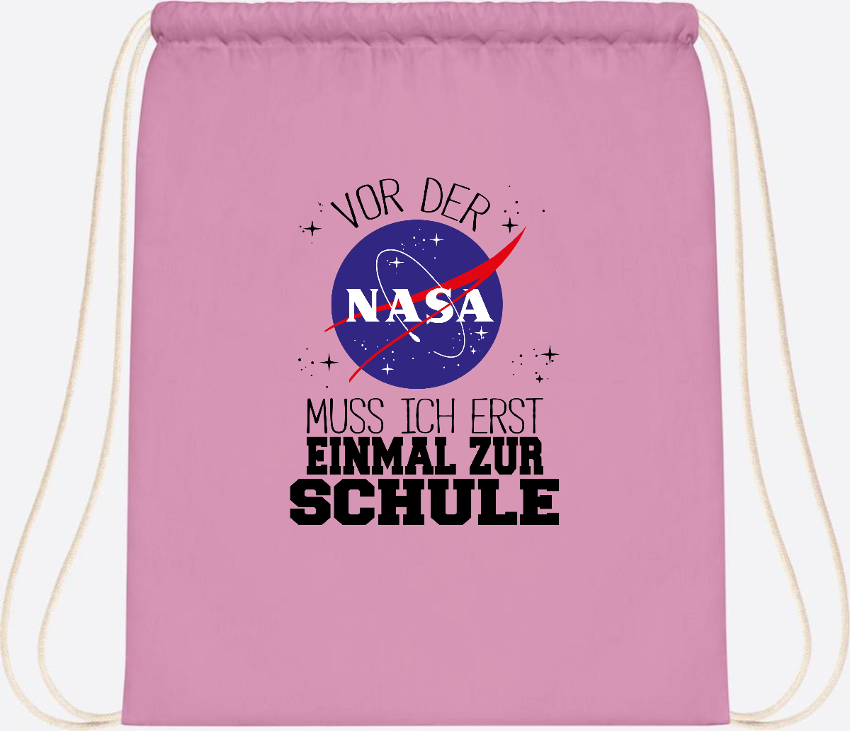 Turnbeutel zur Einschulung: Vor der NASA erst zur Schule - Classic Pink/White