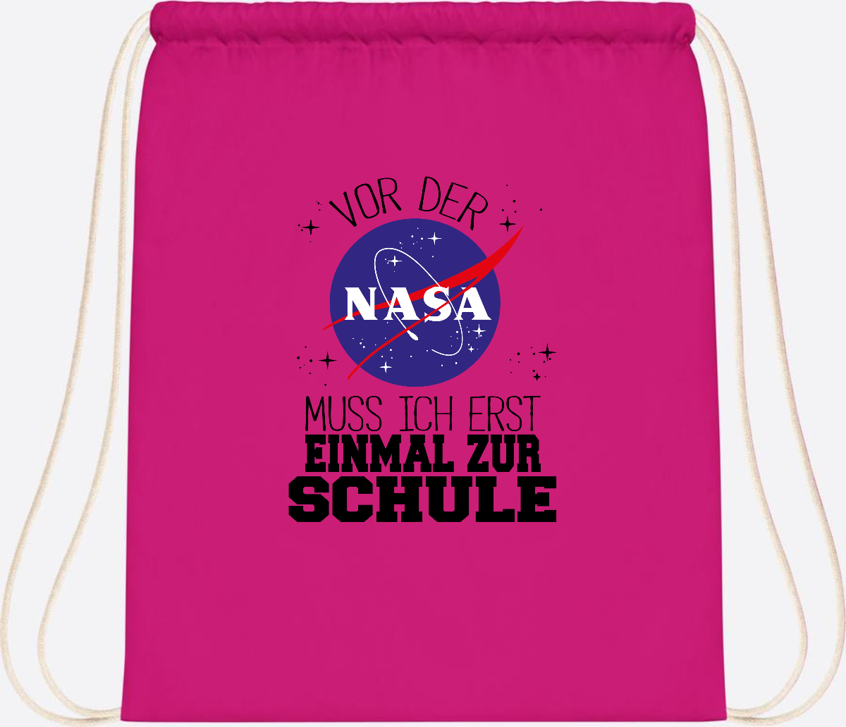 Turnbeutel zur Einschulung: Vor der NASA erst zur Schule - Fuchsia