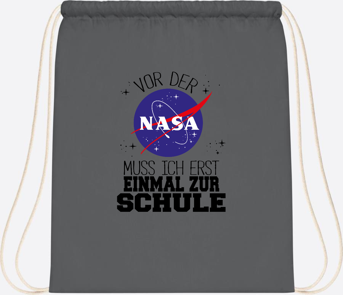 Turnbeutel zur Einschulung: Vor der NASA erst zur Schule - Graphite Grey