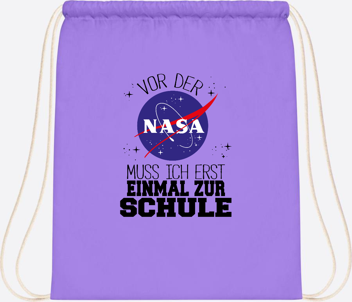 Turnbeutel zur Einschulung: Vor der NASA erst zur Schule - Lavender/White