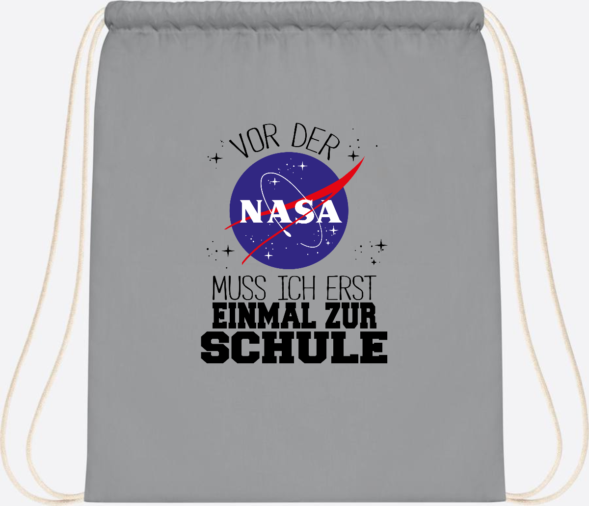 Turnbeutel zur Einschulung: Vor der NASA erst zur Schule - Light Grey