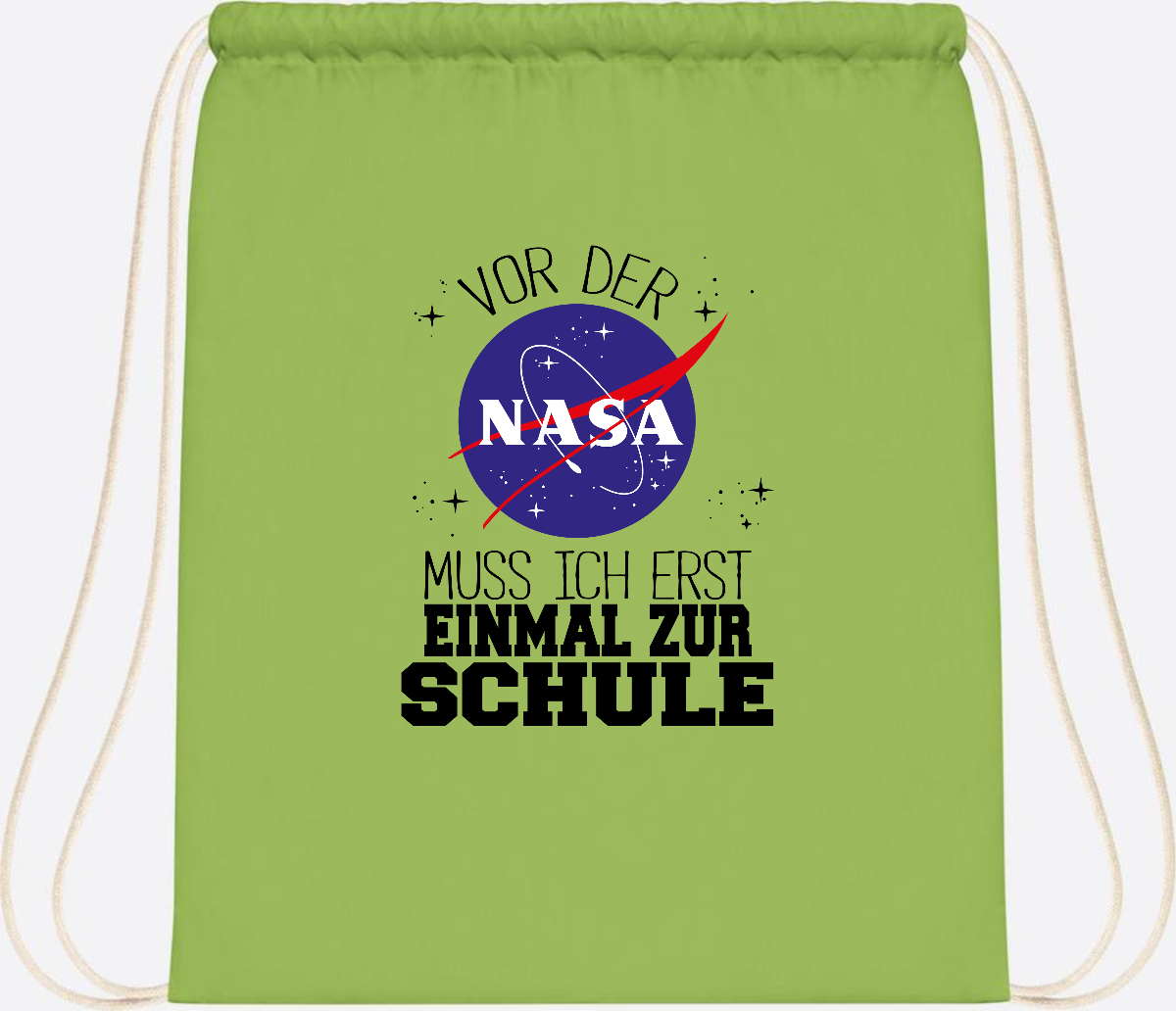 Turnbeutel zur Einschulung: Vor der NASA erst zur Schule - Lime Green