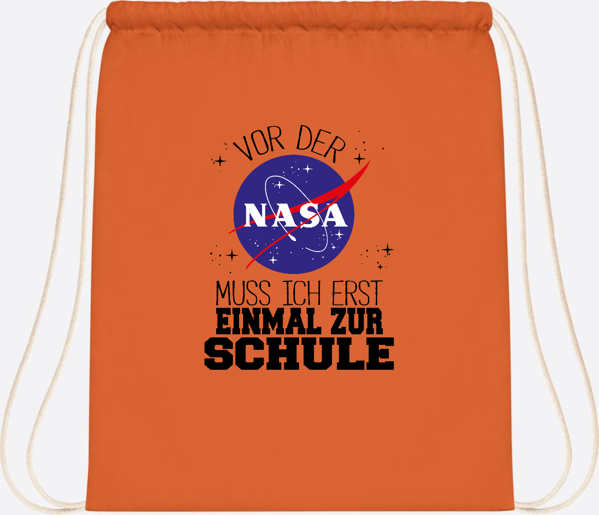 Turnbeutel zur Einschulung: Vor der NASA erst zur Schule - Orange