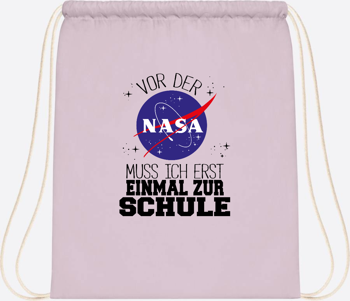 Turnbeutel zur Einschulung: Vor der NASA erst zur Schule - Pastel Pink/White