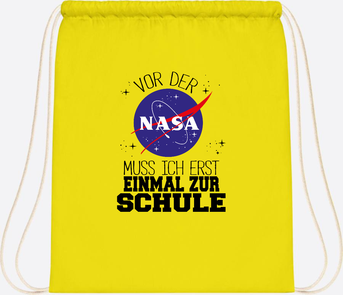 Turnbeutel zur Einschulung: Vor der NASA erst zur Schule - Yellow