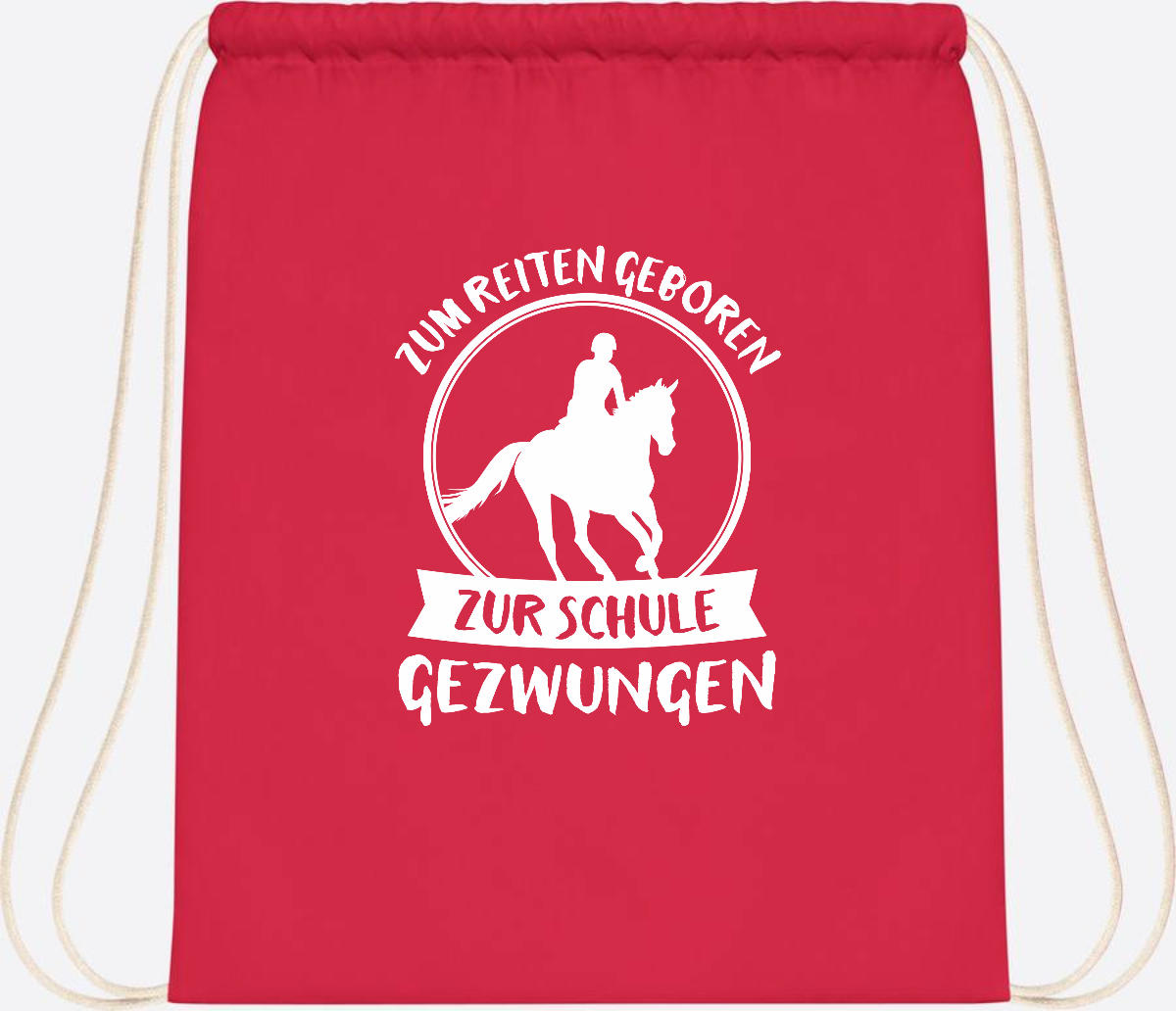 Turnbeutel zur Einschulung: Zum Reiten geboren – mit Name - Bright Red