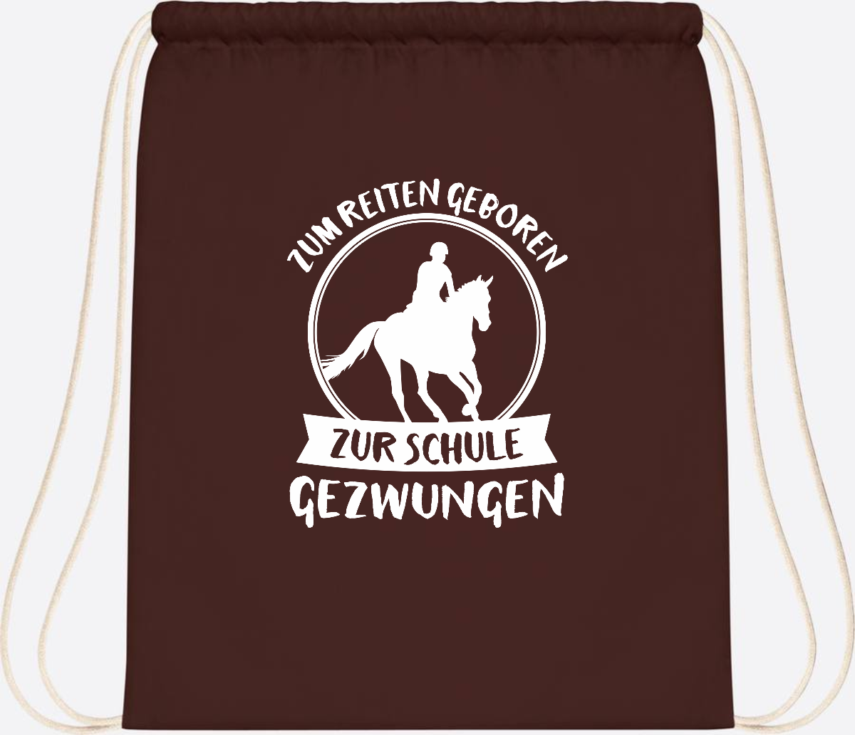 Turnbeutel zur Einschulung: Zum Reiten geboren – mit Name - Chocolate