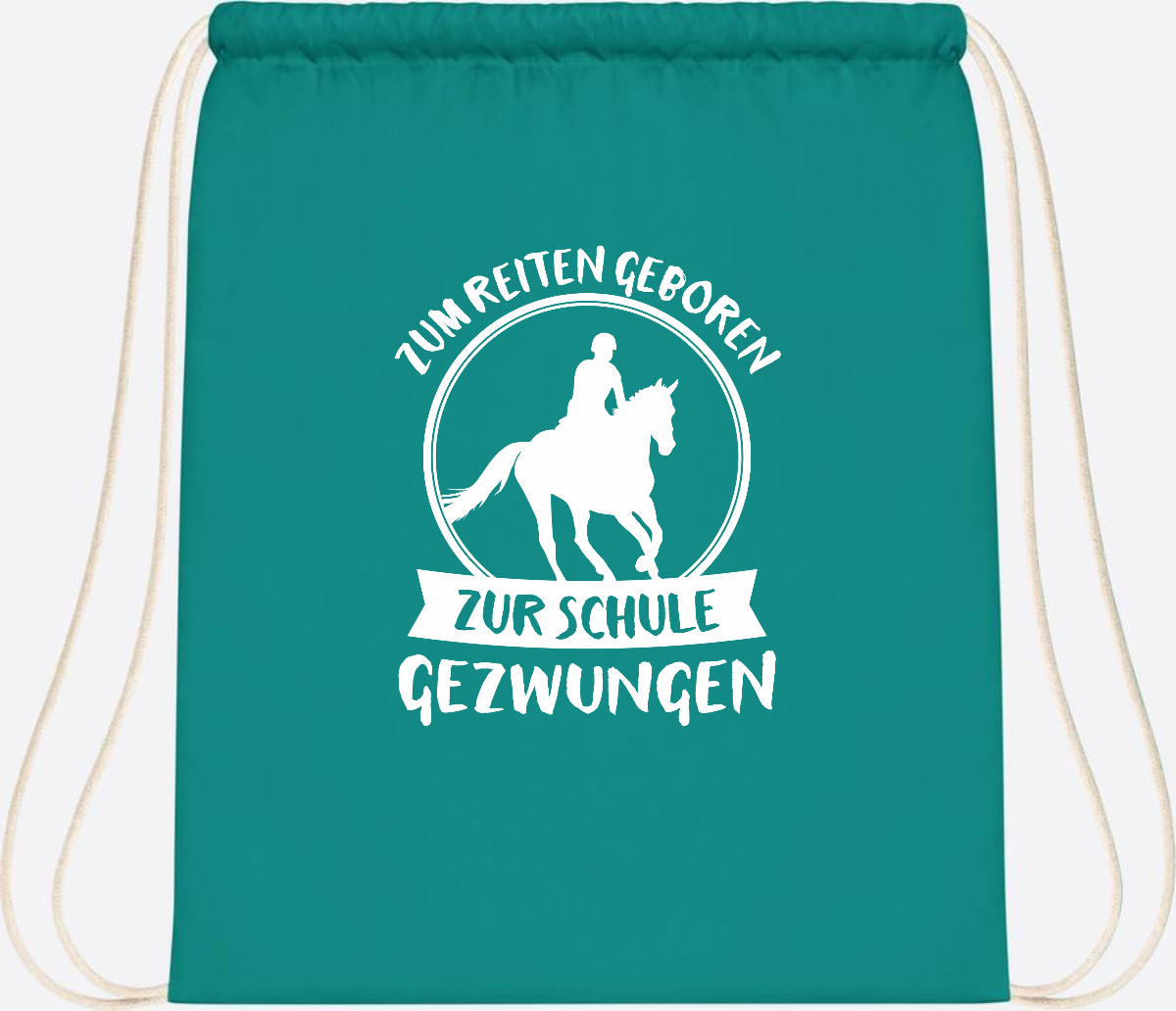 Turnbeutel zur Einschulung: Zum Reiten geboren – mit Name - Emerald