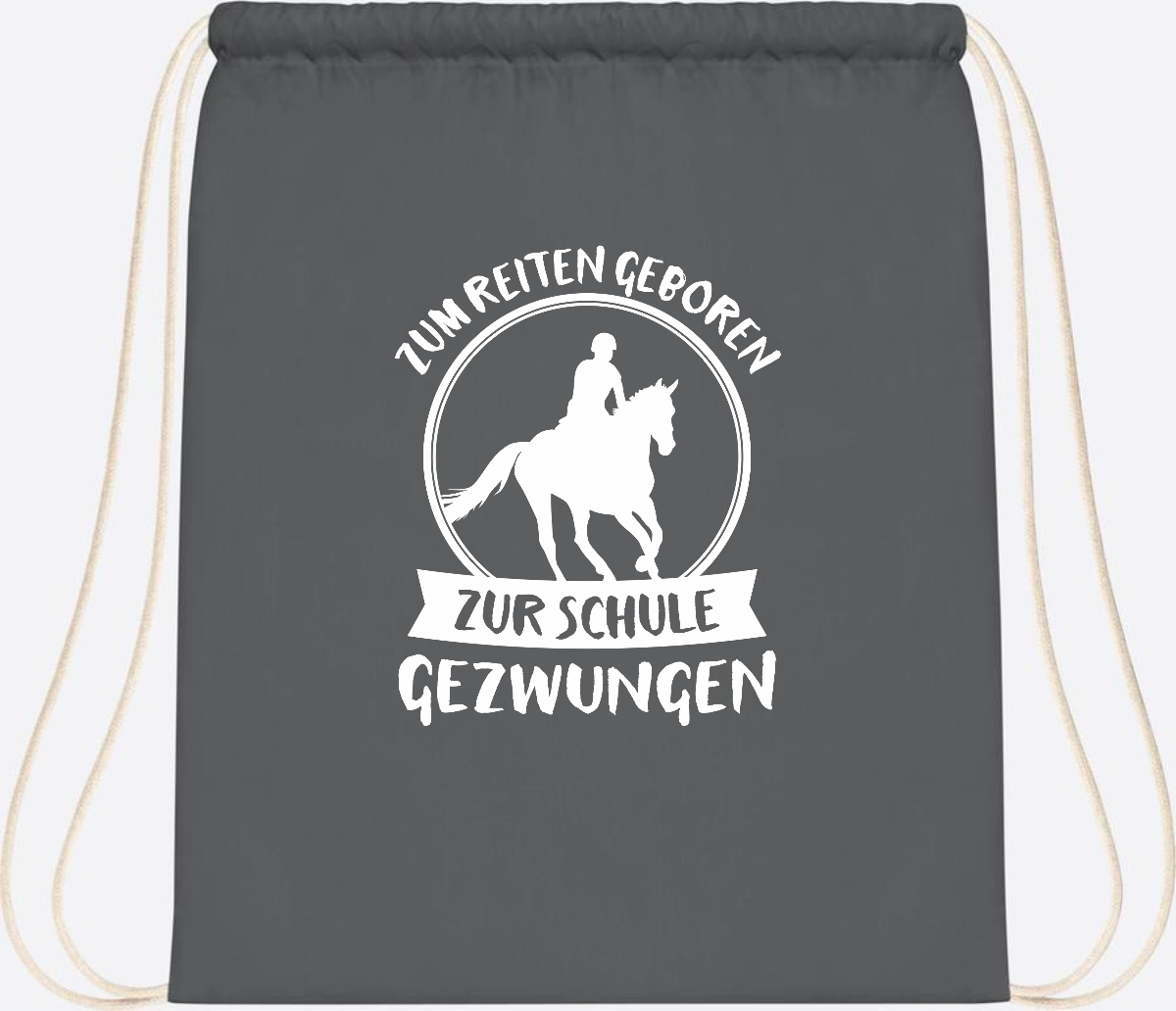 Turnbeutel zur Einschulung: Zum Reiten geboren – mit Name - Graphite Grey