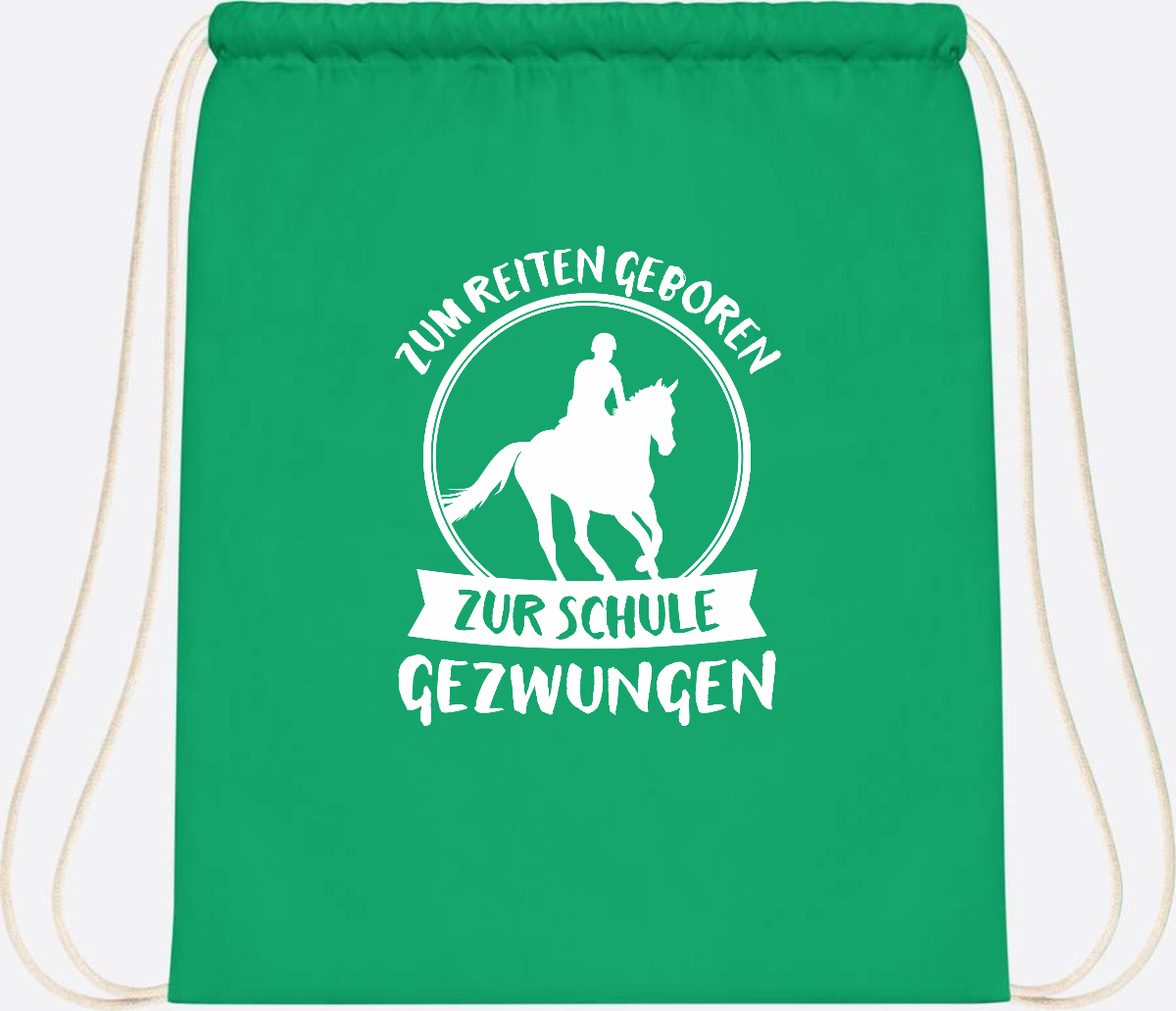 Turnbeutel zur Einschulung: Zum Reiten geboren – mit Name - Kelly Green