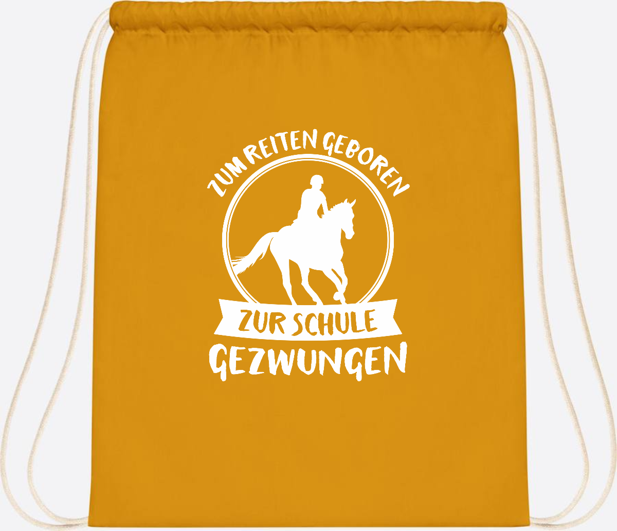Turnbeutel zur Einschulung: Zum Reiten geboren – mit Name - Mustard