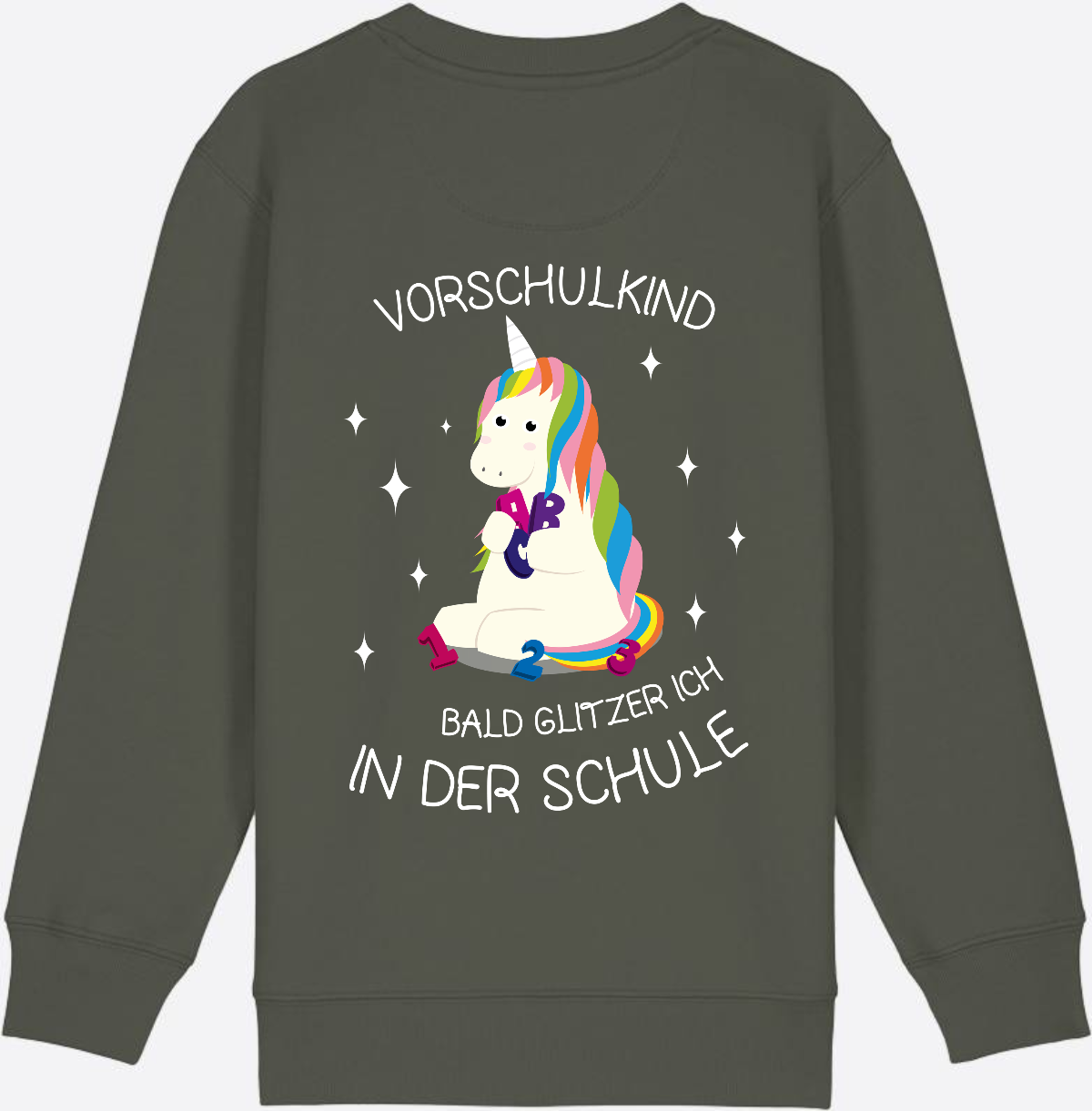 Vorschulkind Einhorn Sweatshirt – Geschenk zur Einschulung - Khaki