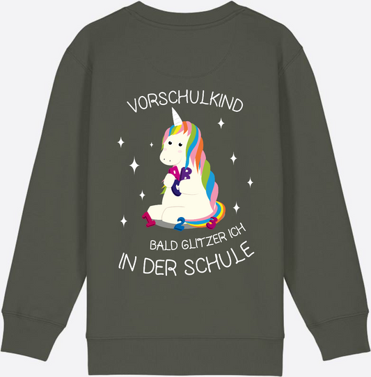 Vorschulkind Einhorn Sweatshirt – Geschenk zur Einschulung - Khaki