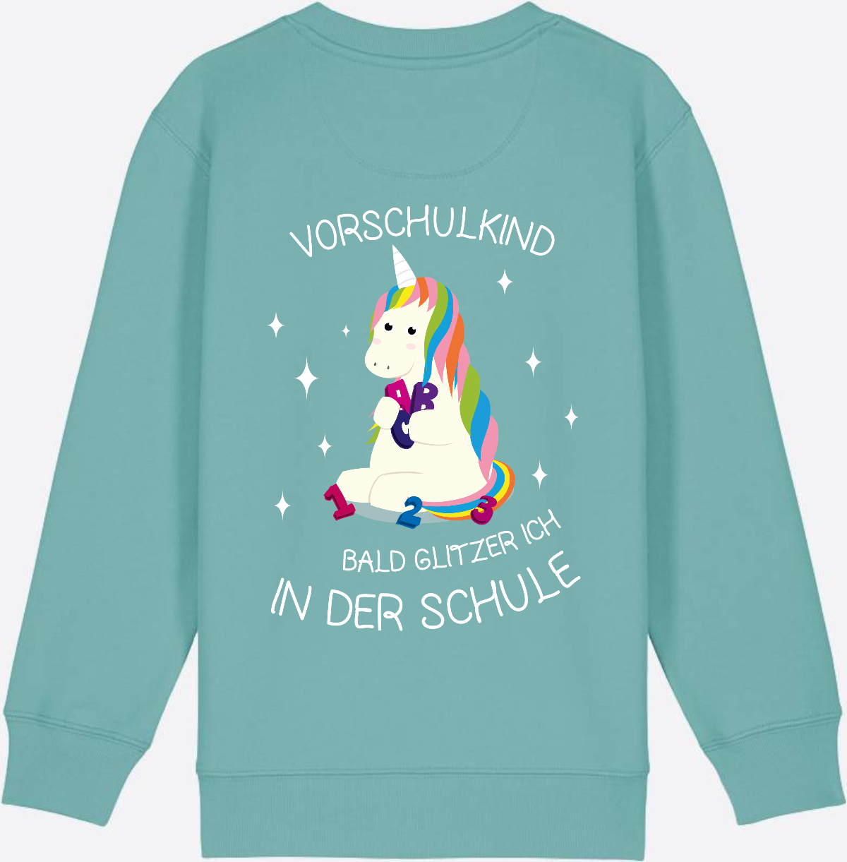 Vorschulkind Einhorn Sweatshirt – Geschenk zur Einschulung - Teal Monstera
