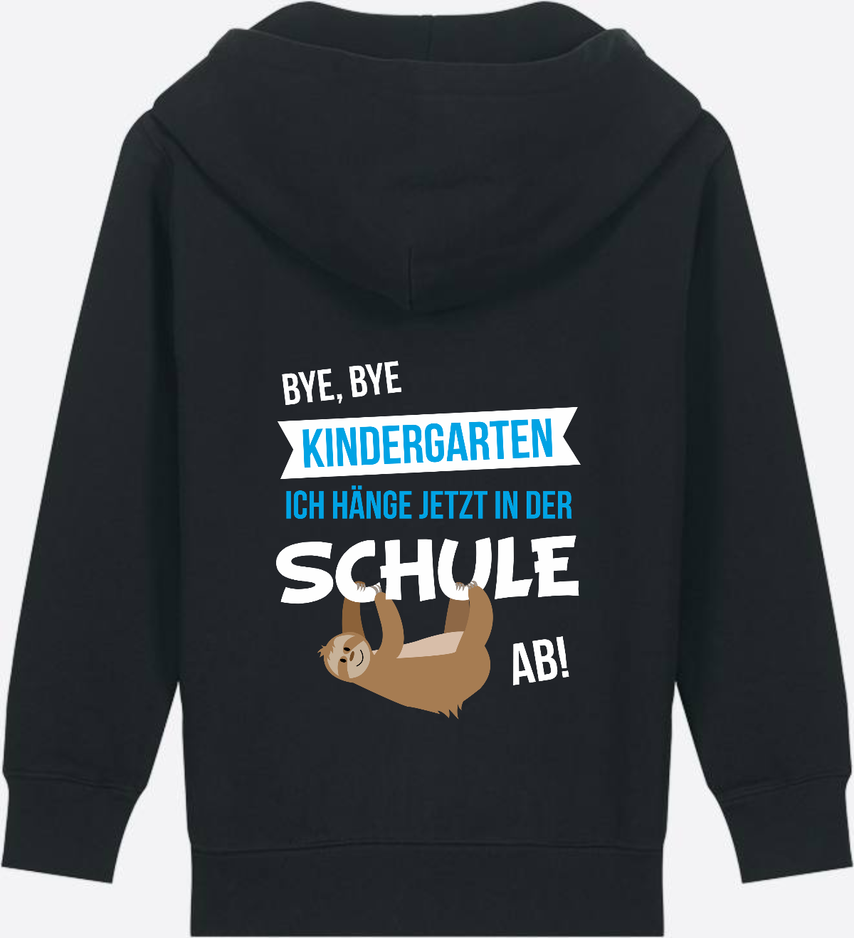 Zip-Hoodie Einschulung: Bye Bye Kindergarten mit Name - Black