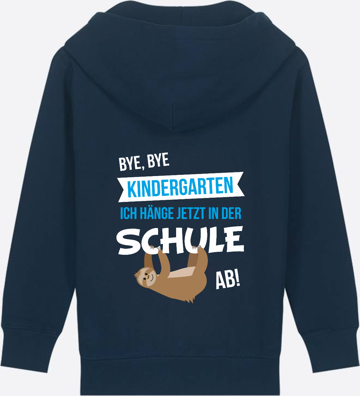 Zip-Hoodie Einschulung: Bye Bye Kindergarten mit Name - French Navy