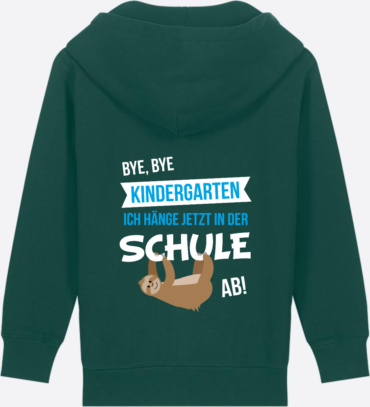 Zip-Hoodie Einschulung: Bye Bye Kindergarten mit Name - Glazed Green