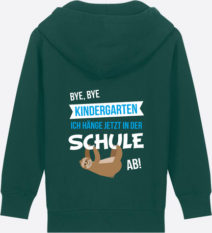 Zip-Hoodie Einschulung: Bye Bye Kindergarten mit Name - Glazed Green