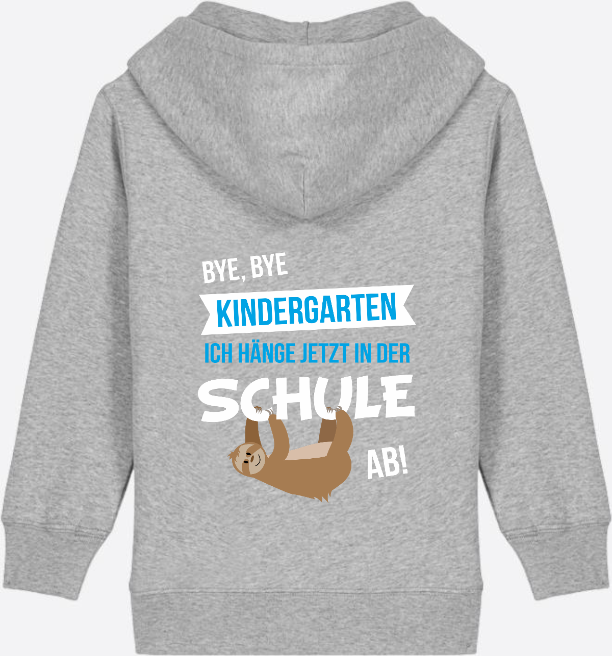Zip-Hoodie Einschulung: Bye Bye Kindergarten mit Name - Heather Grey