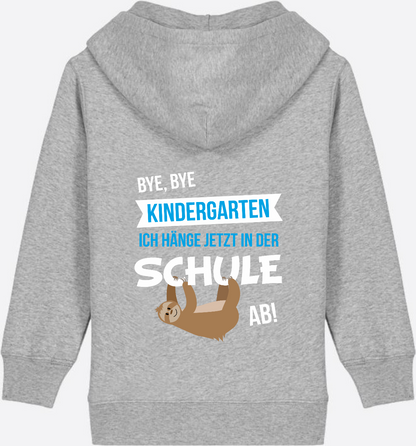 Zip-Hoodie Einschulung: Bye Bye Kindergarten mit Name - Heather Grey