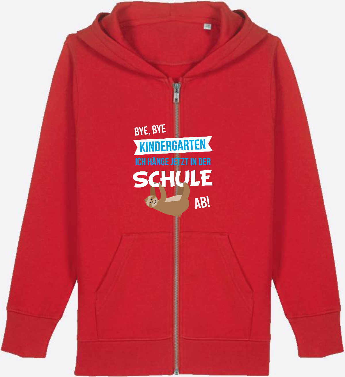 Zip-Hoodie Einschulung: Bye Bye Kindergarten mit Name - Red Herzseite