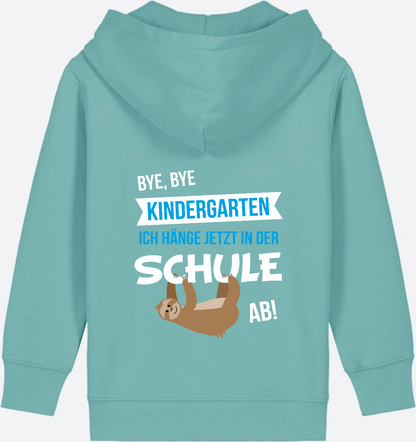 Zip-Hoodie Einschulung: Bye Bye Kindergarten mit Name - Teal Monstera