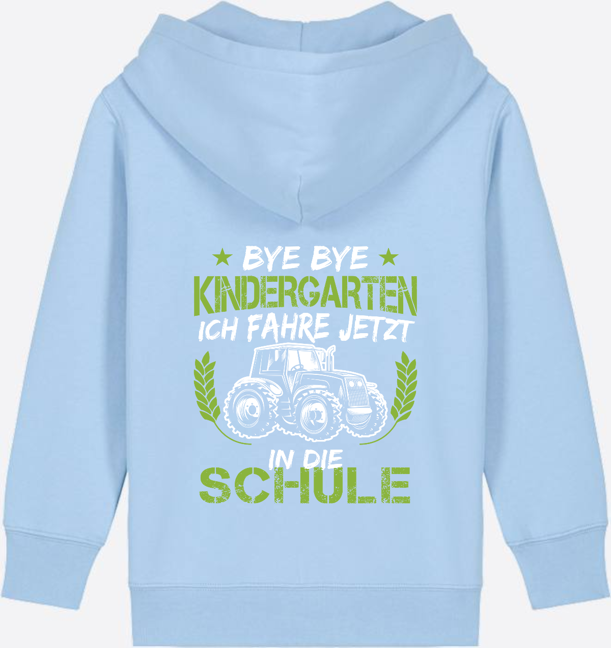 Zip-Hoodie Einschulung: Bye Bye Kindergarten Traktor - Blue Soul