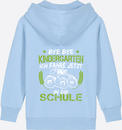 Zip-Hoodie Einschulung: Bye Bye Kindergarten Traktor - Blue Soul