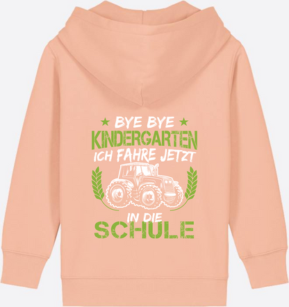 Zip-Hoodie Einschulung: Bye Bye Kindergarten Traktor - Fraiche Peche