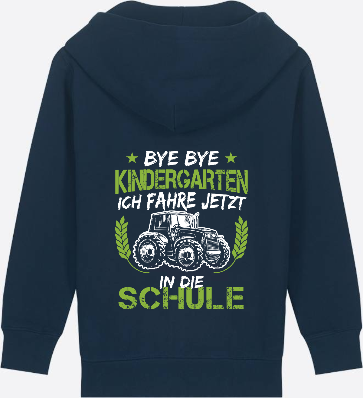 Zip-Hoodie Einschulung: Bye Bye Kindergarten Traktor - French Navy