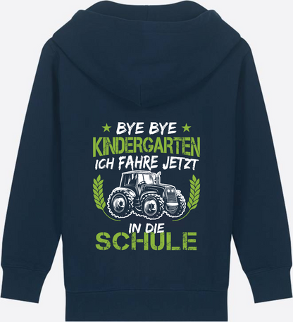 Zip-Hoodie Einschulung: Bye Bye Kindergarten Traktor - French Navy