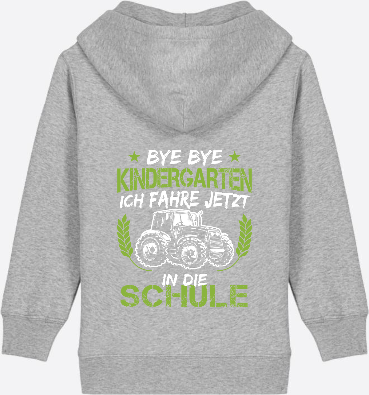 Zip-Hoodie Einschulung: Bye Bye Kindergarten Traktor - Heather Grey
