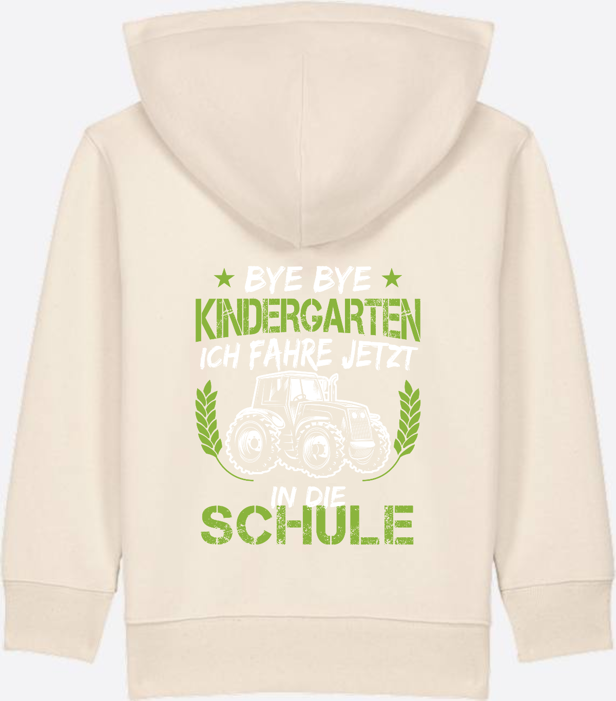 Zip-Hoodie Einschulung: Bye Bye Kindergarten Traktor - Natural Raw
