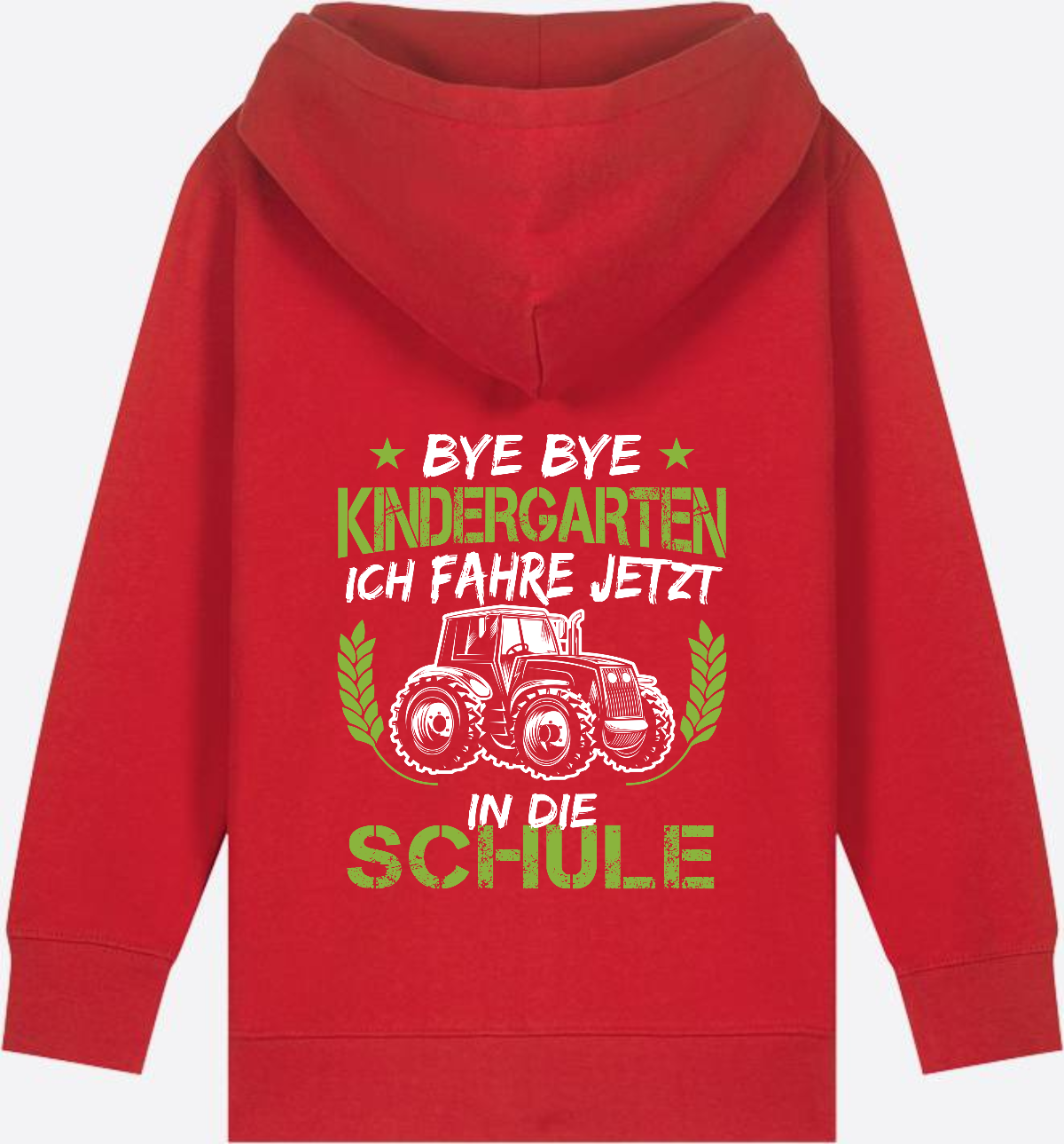 Zip-Hoodie Einschulung: Bye Bye Kindergarten Traktor - Red