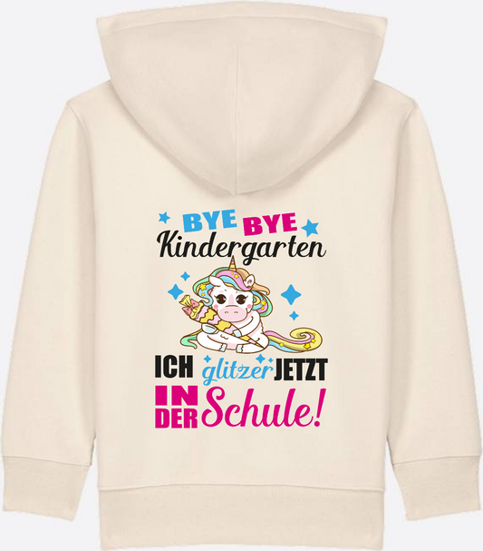 Zip-Hoodie Einschulung: Ich glitzer jetzt in der Schule Einhorn - Natural Raw