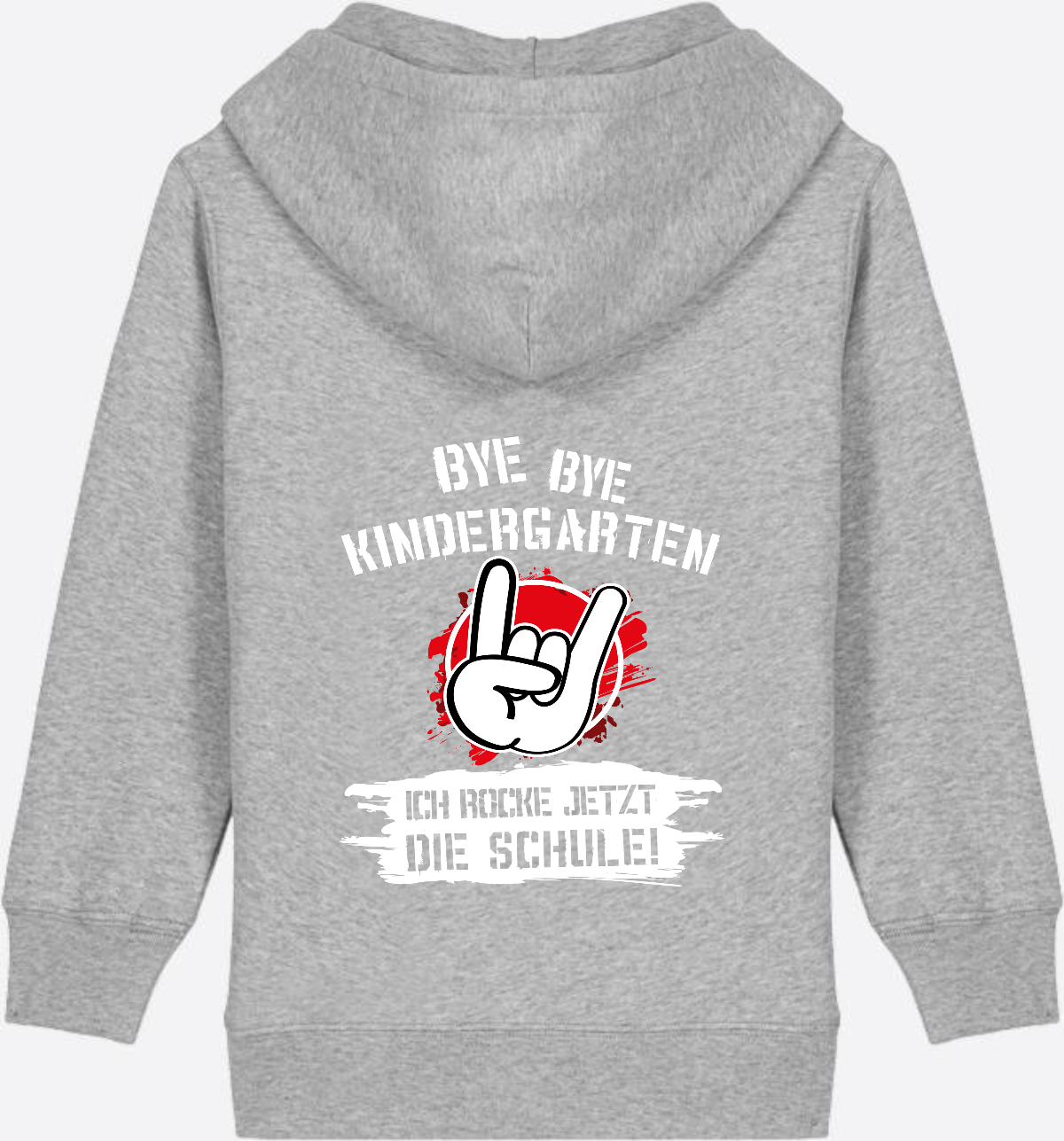 Zip-Hoodie Einschulung: Ich rocke jetzt die Schule Grunge Rot - Heather Grey