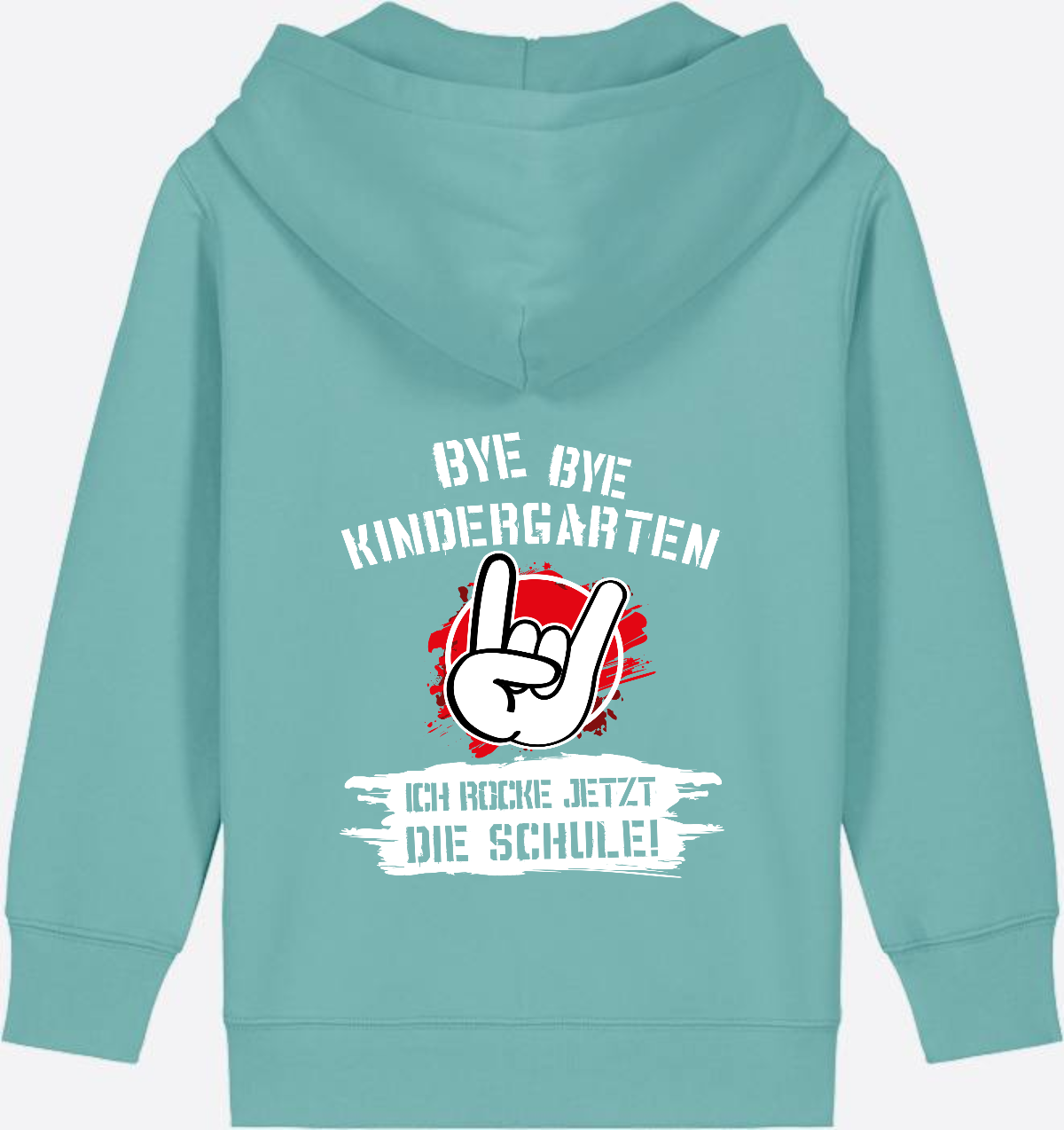 Zip-Hoodie Einschulung: Ich rocke jetzt die Schule Grunge Rot - Teal Monstera