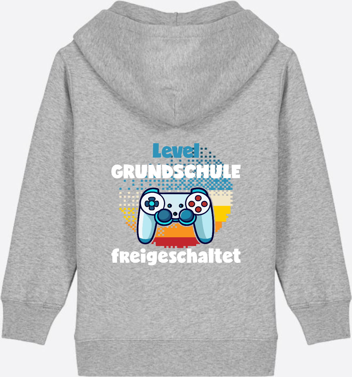 Zip-Hoodie Einschulung: Level Grundschule freigeschaltet - Heather Grey