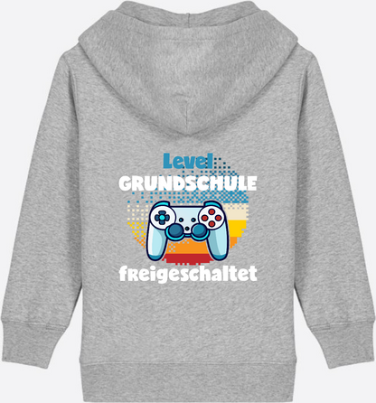 Zip-Hoodie Einschulung: Level Grundschule freigeschaltet - Heather Grey