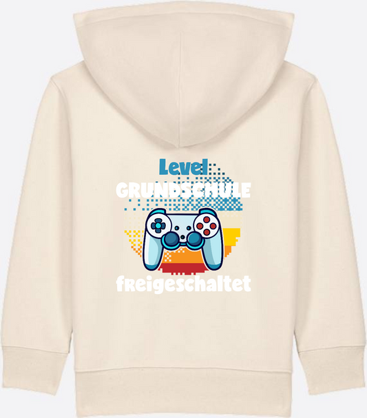 Zip-Hoodie Einschulung: Level Grundschule freigeschaltet - Natural Raw