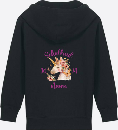 Zip-Hoodie Einschulung Mädchen – Geschenk mit Wunschnamen - Black