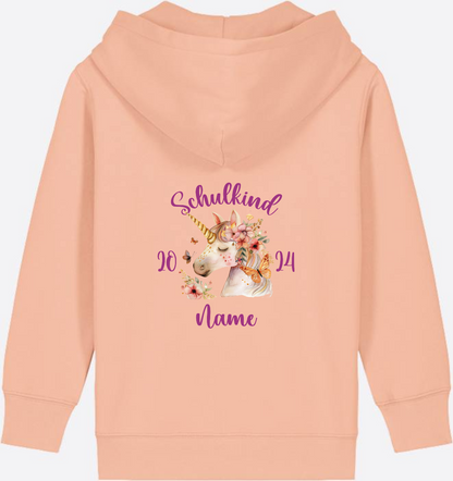 Zip-Hoodie Einschulung Mädchen – Geschenk mit Wunschnamen - Fraiche Peche